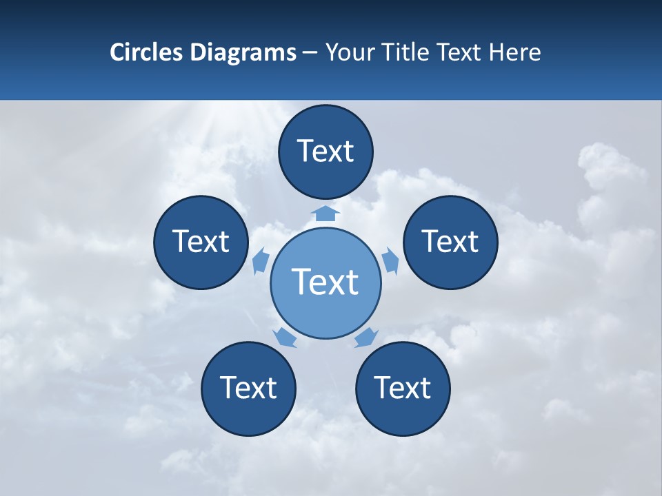 A Blue Sky With White Clouds And Sun Rays PowerPoint Template