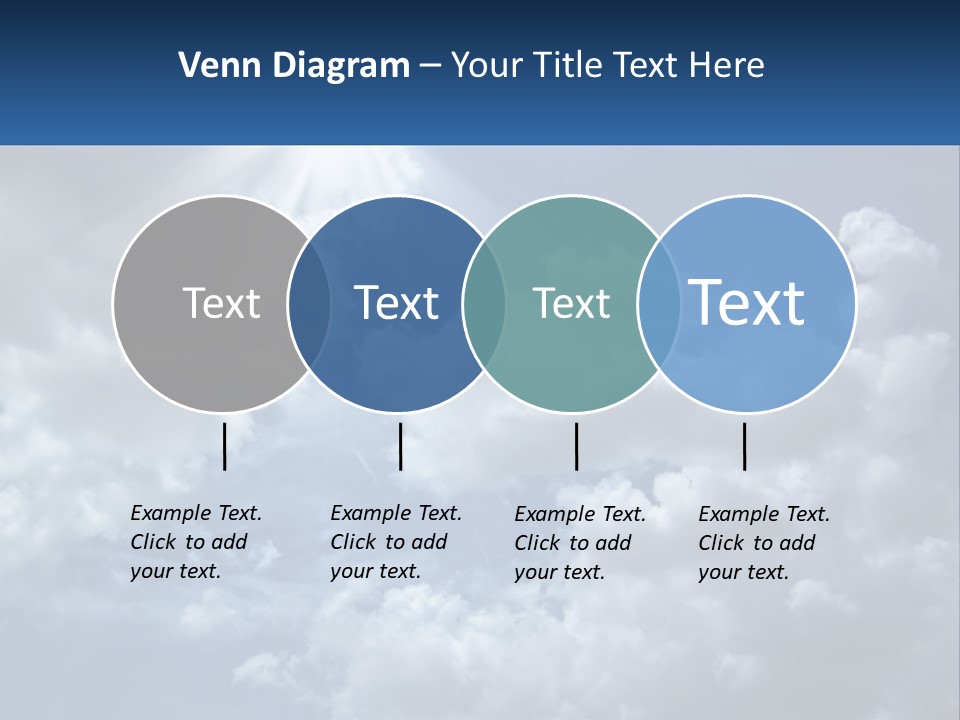 A Blue Sky With White Clouds And Sun Rays PowerPoint Template
