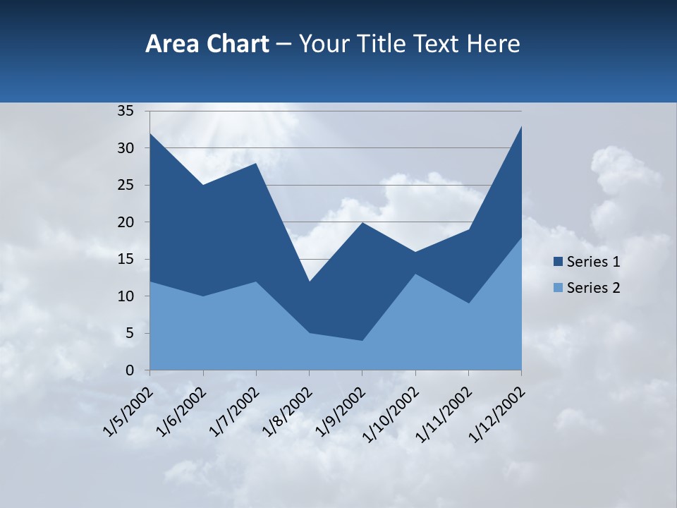 A Blue Sky With White Clouds And Sun Rays PowerPoint Template