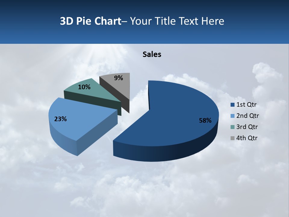 A Blue Sky With White Clouds And Sun Rays PowerPoint Template