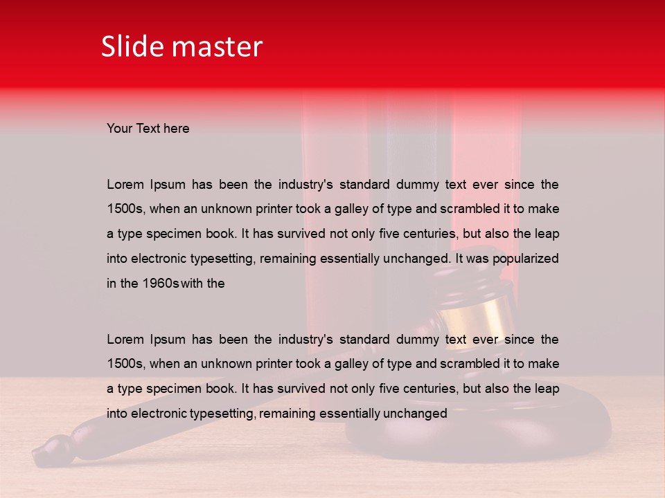 A Judge's Gaven Sitting On Top Of A Wooden Table PowerPoint Template