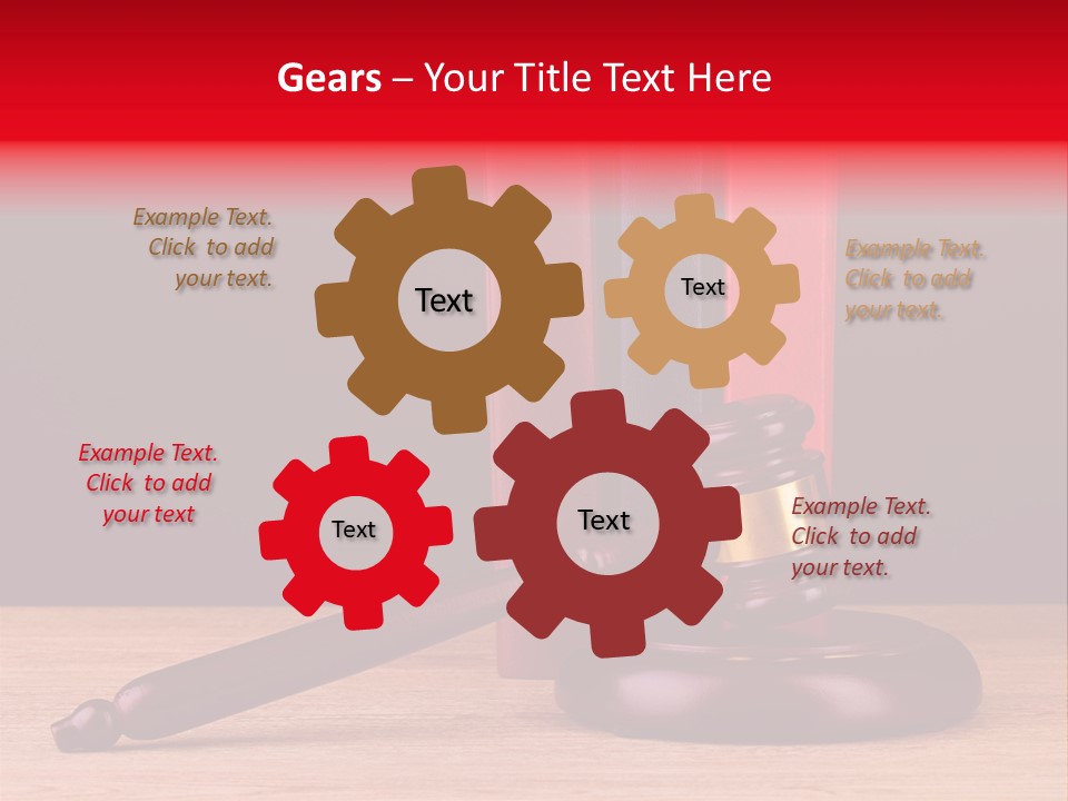 A Judge's Gaven Sitting On Top Of A Wooden Table PowerPoint Template