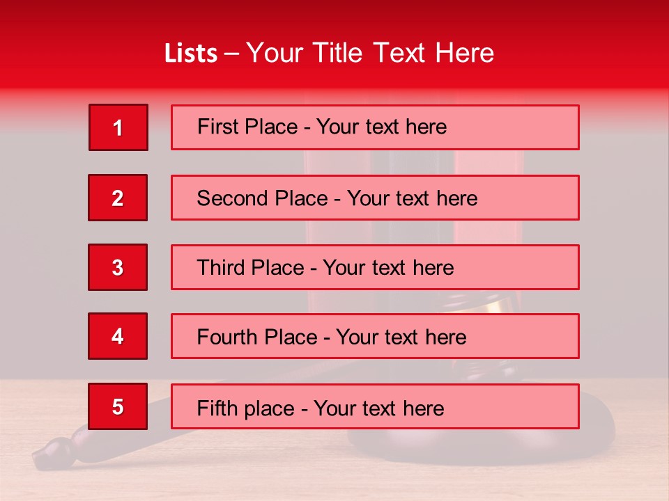 A Judge's Gaven Sitting On Top Of A Wooden Table PowerPoint Template