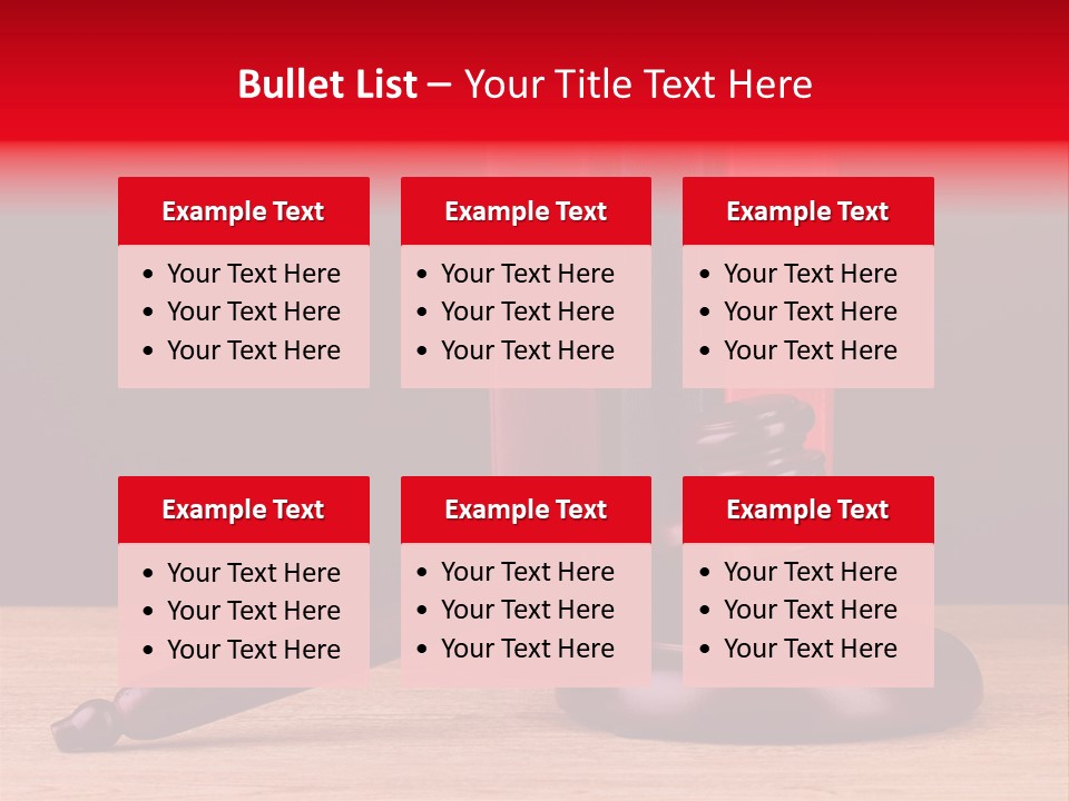 A Judge's Gaven Sitting On Top Of A Wooden Table PowerPoint Template
