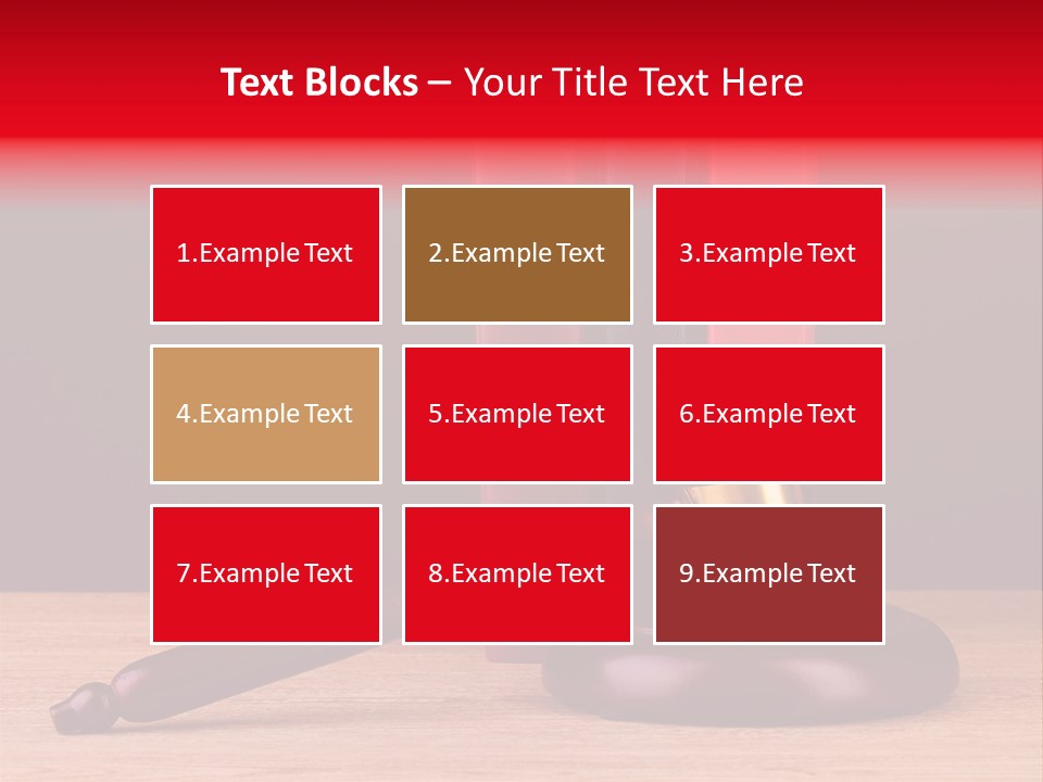 A Judge's Gaven Sitting On Top Of A Wooden Table PowerPoint Template