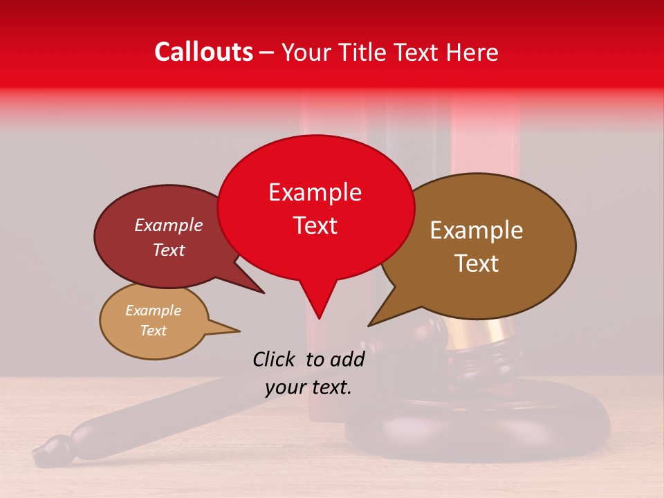 A Judge's Gaven Sitting On Top Of A Wooden Table PowerPoint Template