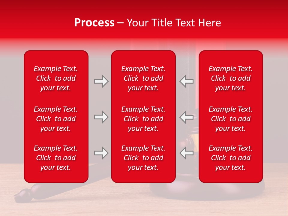 A Judge's Gaven Sitting On Top Of A Wooden Table PowerPoint Template