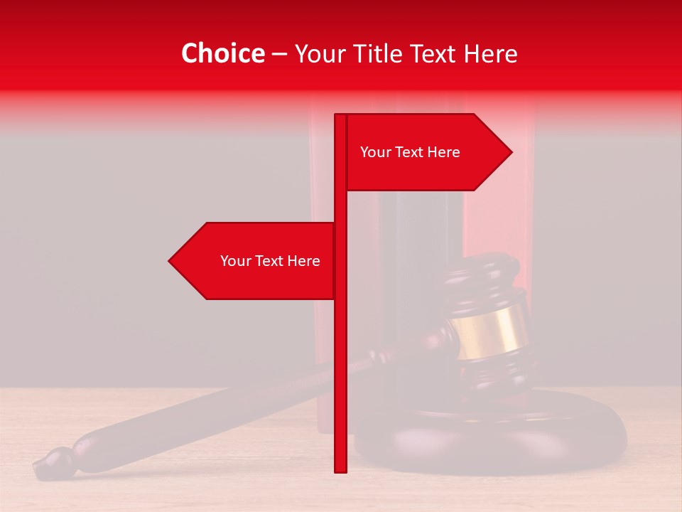 A Judge's Gaven Sitting On Top Of A Wooden Table PowerPoint Template