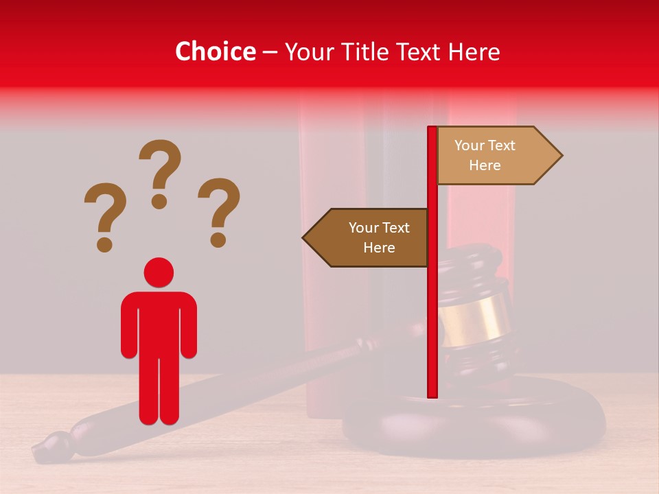 A Judge's Gaven Sitting On Top Of A Wooden Table PowerPoint Template