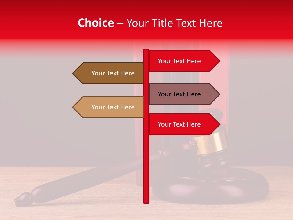 A Judge's Gaven Sitting On Top Of A Wooden Table PowerPoint Template