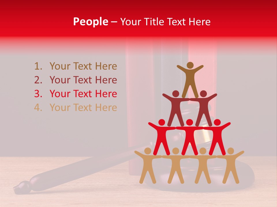 A Judge's Gaven Sitting On Top Of A Wooden Table PowerPoint Template