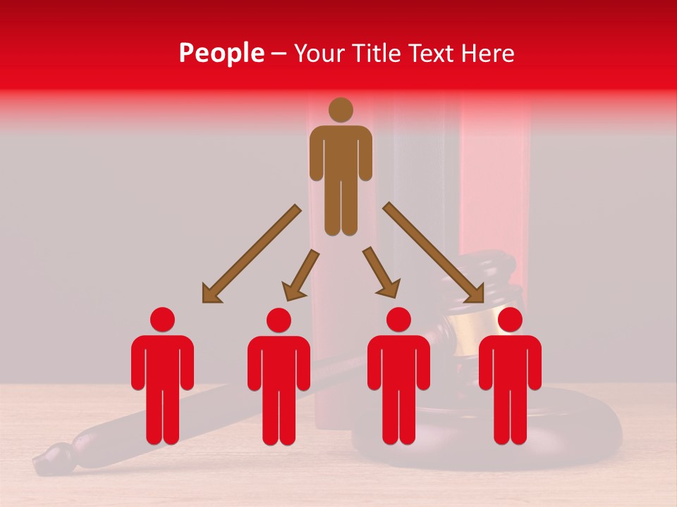 A Judge's Gaven Sitting On Top Of A Wooden Table PowerPoint Template