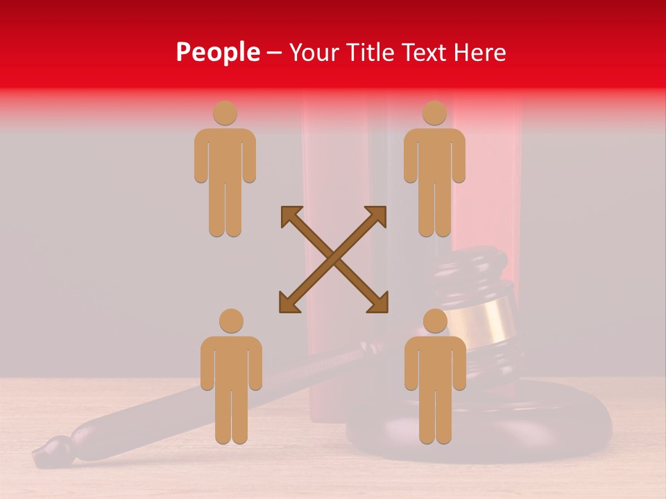 A Judge's Gaven Sitting On Top Of A Wooden Table PowerPoint Template