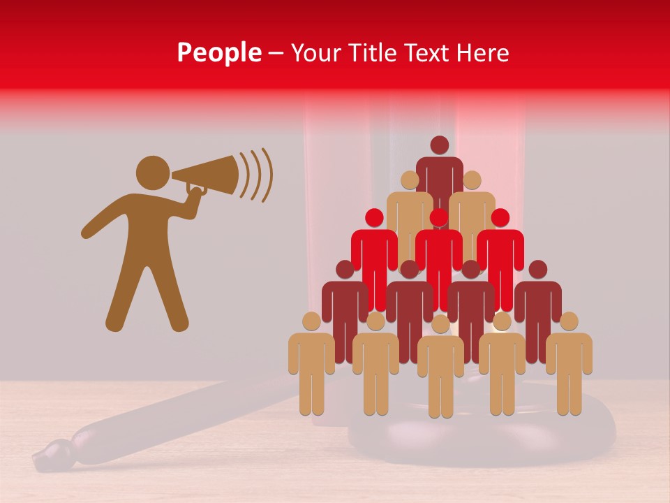 A Judge's Gaven Sitting On Top Of A Wooden Table PowerPoint Template