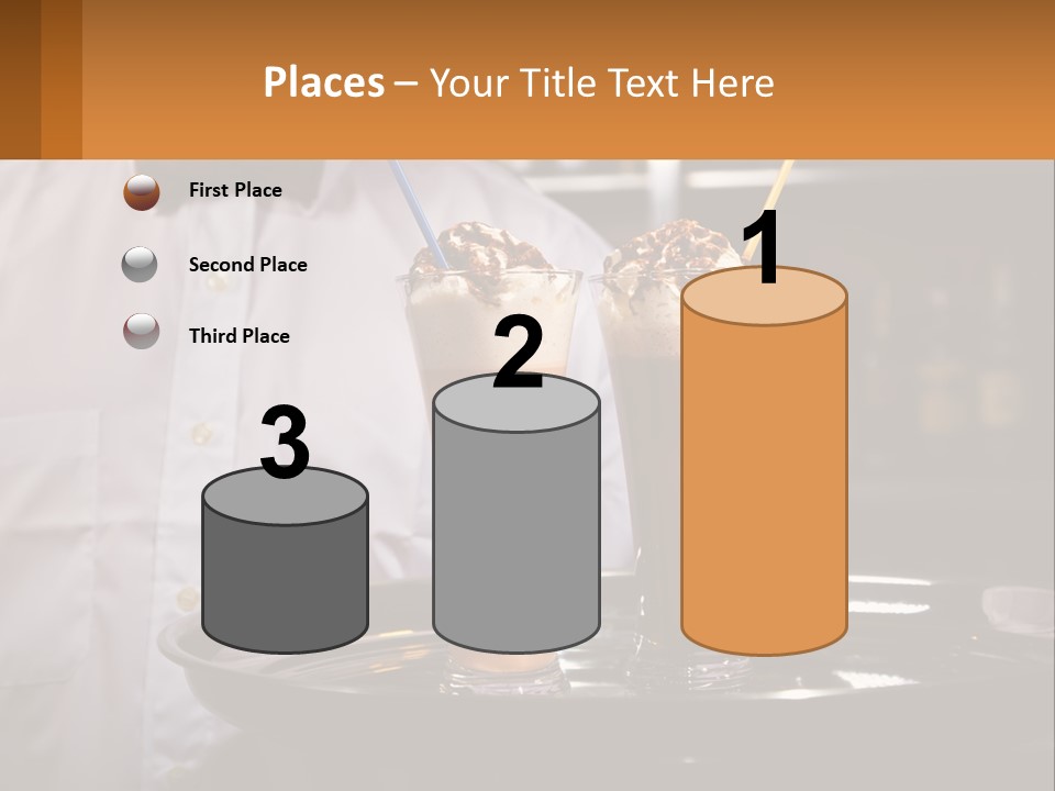 A Man Holding A Tray With Two Drinks On It PowerPoint Template