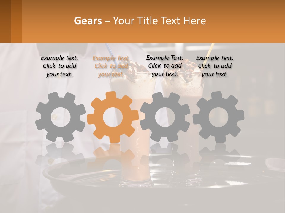 A Man Holding A Tray With Two Drinks On It PowerPoint Template