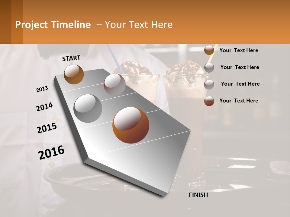 A Man Holding A Tray With Two Drinks On It PowerPoint Template