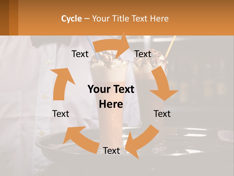 A Man Holding A Tray With Two Drinks On It PowerPoint Template