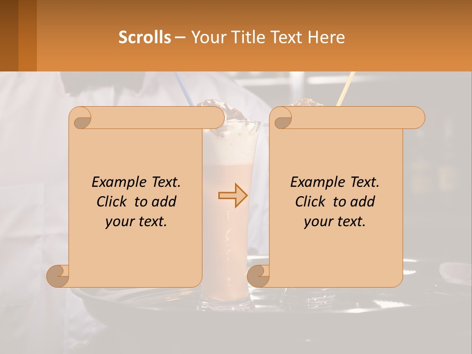 A Man Holding A Tray With Two Drinks On It PowerPoint Template