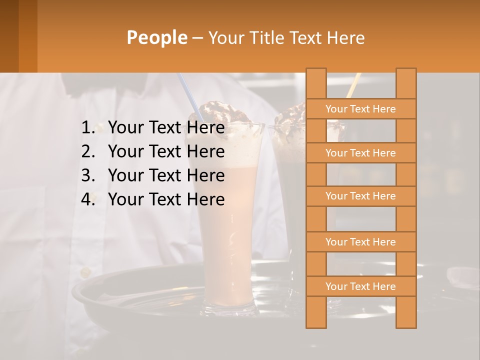 A Man Holding A Tray With Two Drinks On It PowerPoint Template