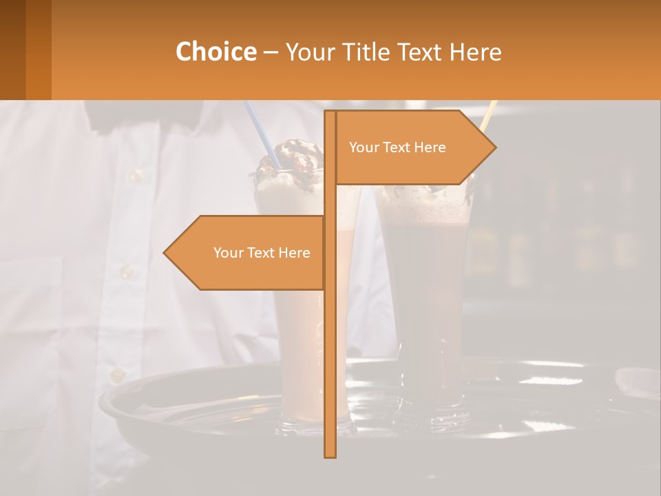 A Man Holding A Tray With Two Drinks On It PowerPoint Template
