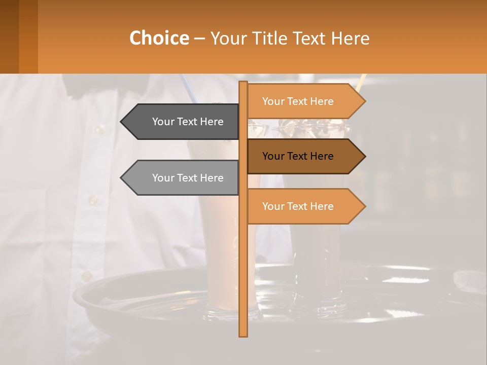 A Man Holding A Tray With Two Drinks On It PowerPoint Template