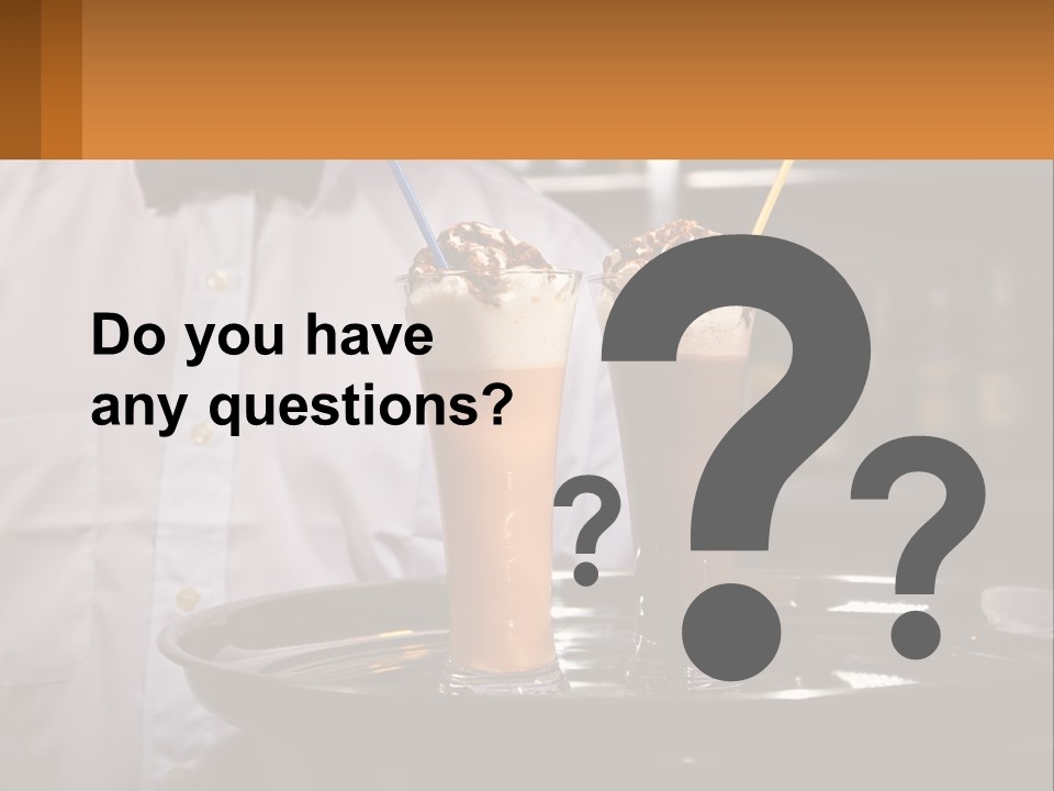 A Man Holding A Tray With Two Drinks On It PowerPoint Template