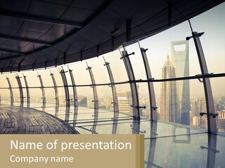 A View Of A City From A High Rise Building PowerPoint Template