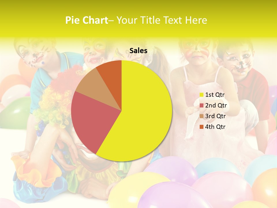 A Group Of Children With Clown Faces And Balloons PowerPoint Template