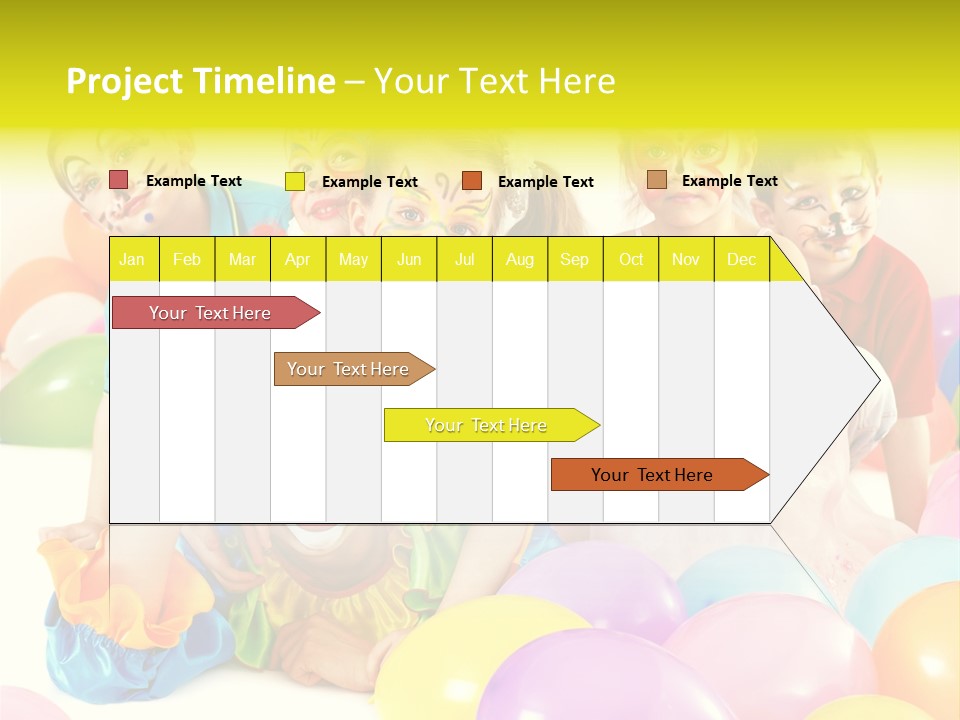 A Group Of Children With Clown Faces And Balloons PowerPoint Template