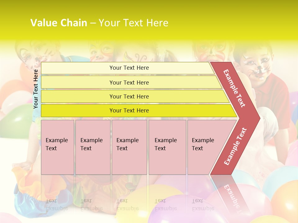 A Group Of Children With Clown Faces And Balloons PowerPoint Template