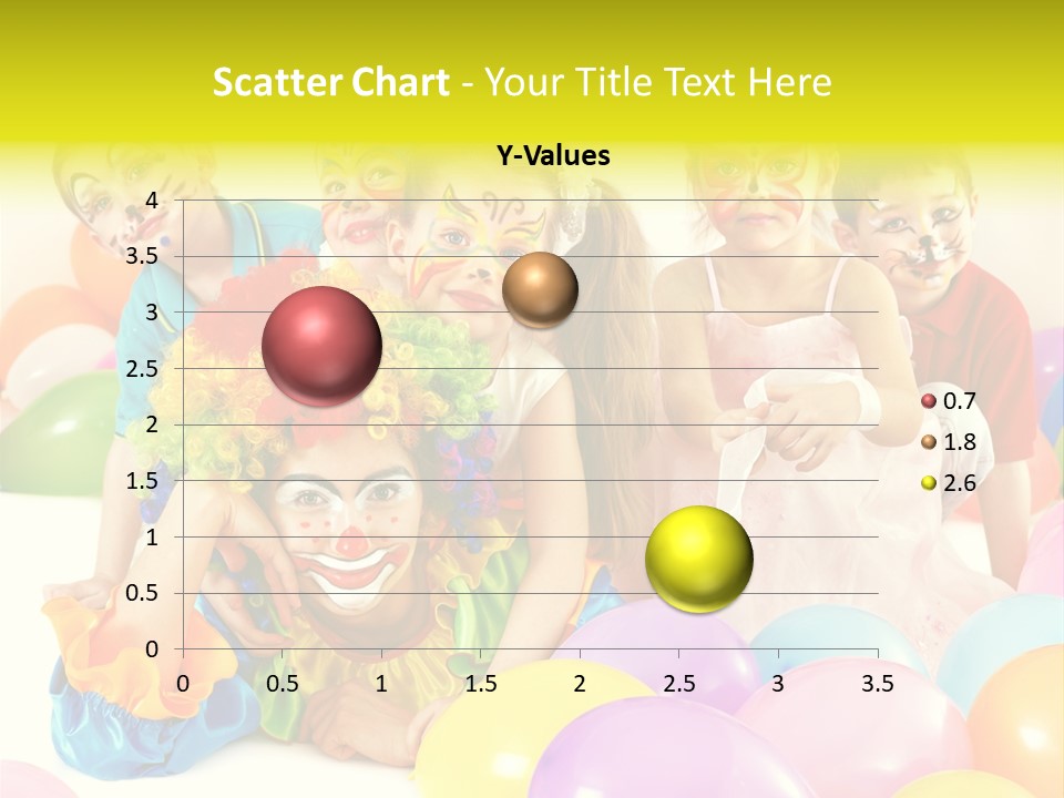 A Group Of Children With Clown Faces And Balloons PowerPoint Template