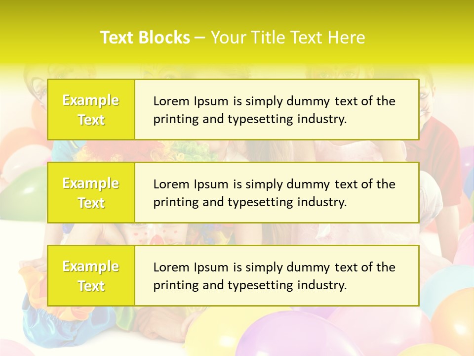A Group Of Children With Clown Faces And Balloons PowerPoint Template