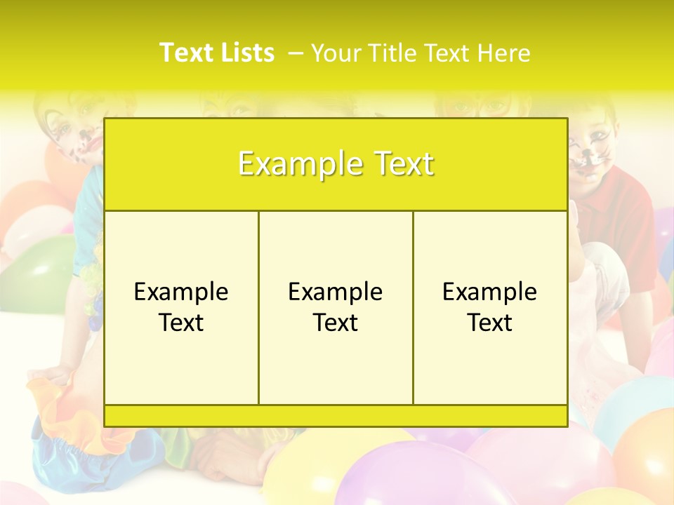 A Group Of Children With Clown Faces And Balloons PowerPoint Template