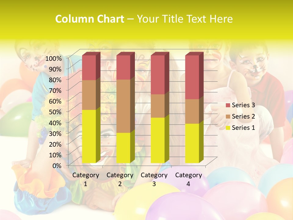 A Group Of Children With Clown Faces And Balloons PowerPoint Template