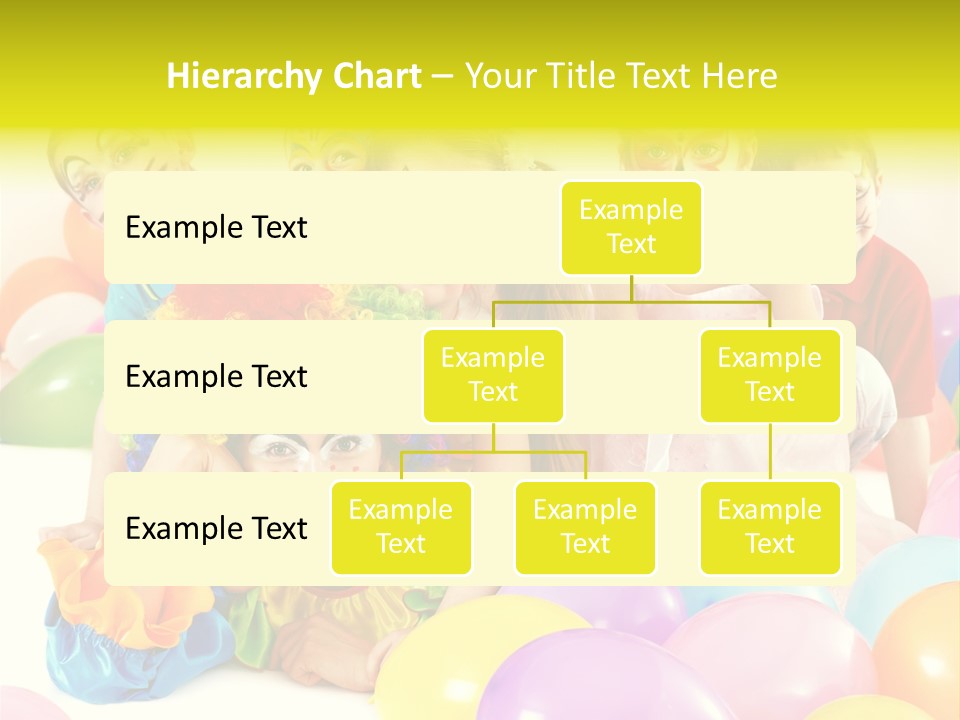A Group Of Children With Clown Faces And Balloons PowerPoint Template