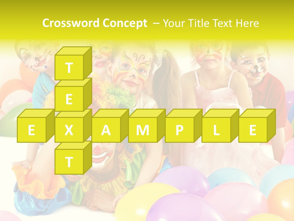 A Group Of Children With Clown Faces And Balloons PowerPoint Template