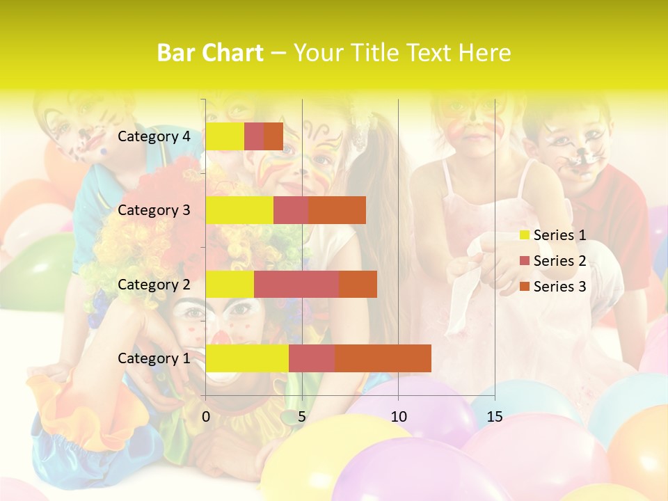 A Group Of Children With Clown Faces And Balloons PowerPoint Template