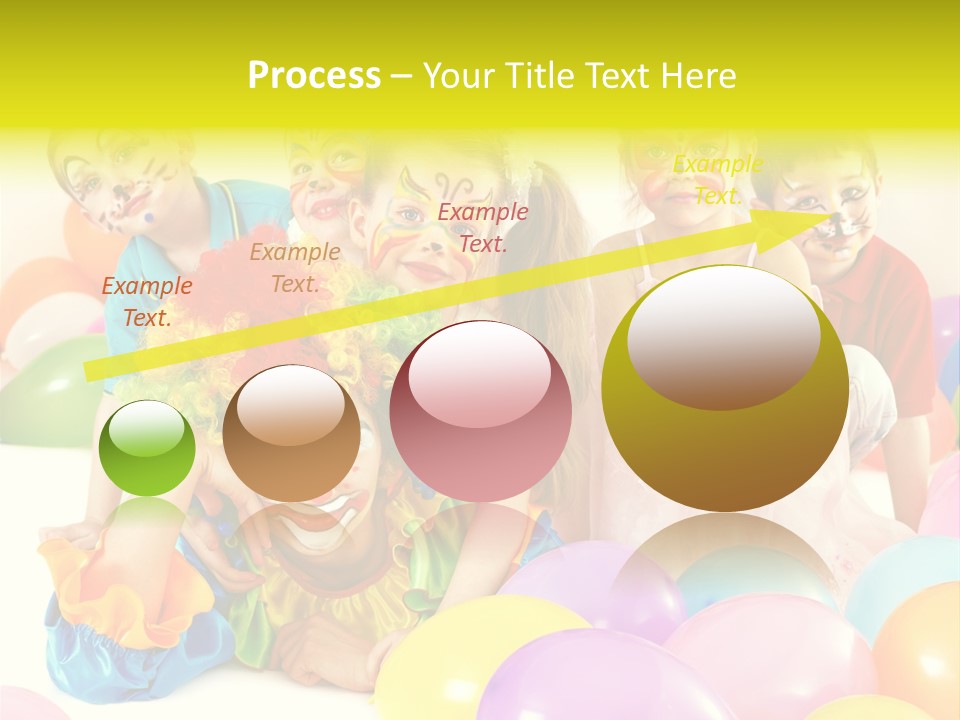 A Group Of Children With Clown Faces And Balloons PowerPoint Template