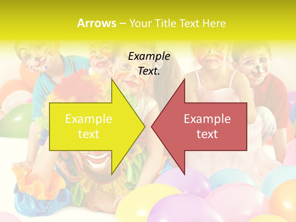 A Group Of Children With Clown Faces And Balloons PowerPoint Template