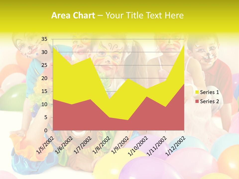 A Group Of Children With Clown Faces And Balloons PowerPoint Template
