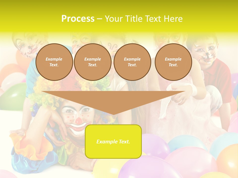 A Group Of Children With Clown Faces And Balloons PowerPoint Template