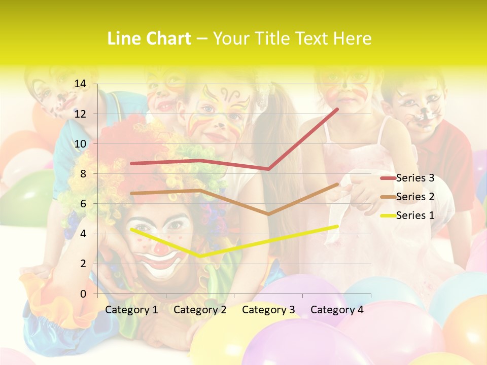 A Group Of Children With Clown Faces And Balloons PowerPoint Template
