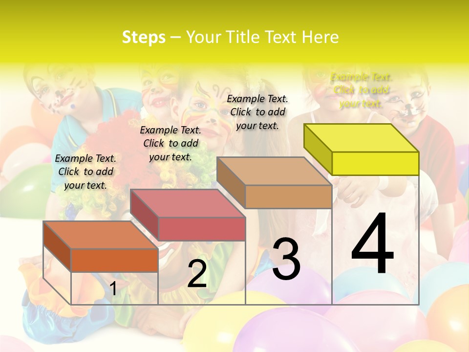 A Group Of Children With Clown Faces And Balloons PowerPoint Template