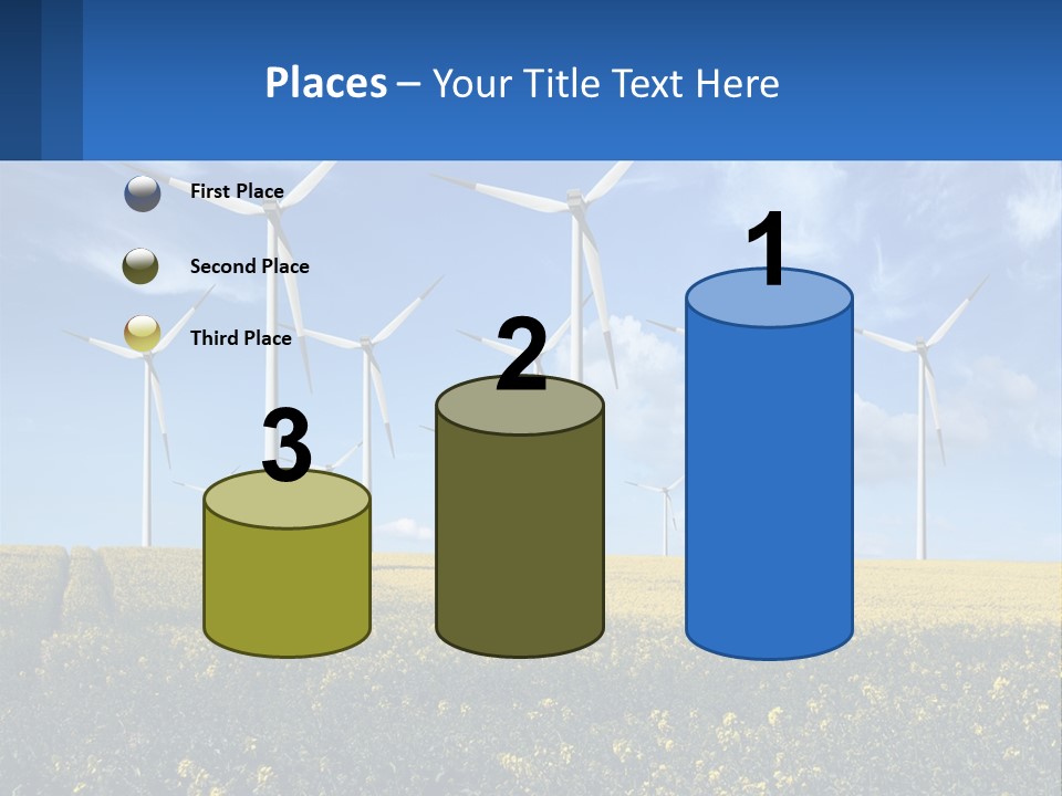 A Bunch Of Windmills In A Field Of Yellow Flowers PowerPoint Template