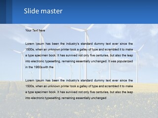 A Bunch Of Windmills In A Field Of Yellow Flowers PowerPoint Template