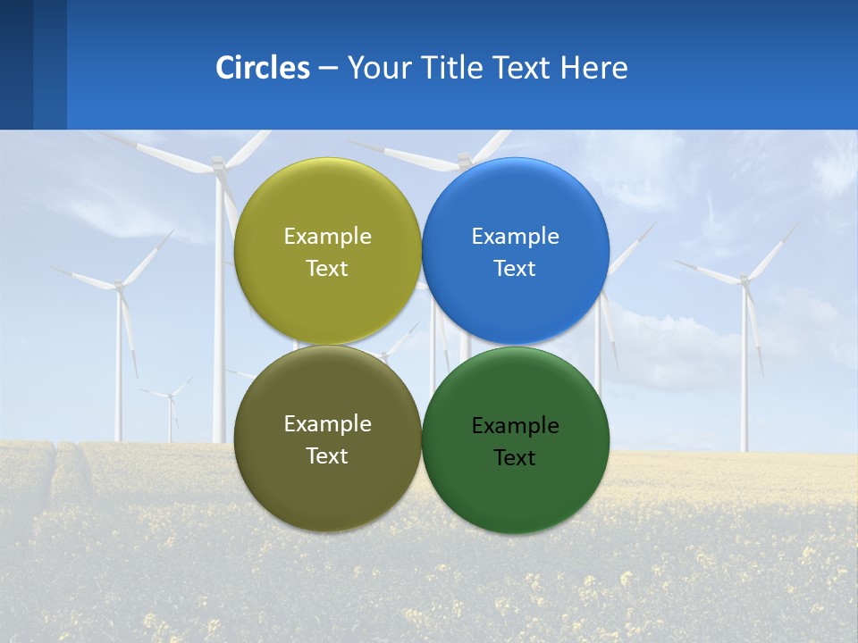 A Bunch Of Windmills In A Field Of Yellow Flowers PowerPoint Template