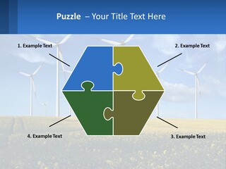 A Bunch Of Windmills In A Field Of Yellow Flowers PowerPoint Template