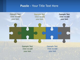 A Bunch Of Windmills In A Field Of Yellow Flowers PowerPoint Template