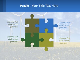 A Bunch Of Windmills In A Field Of Yellow Flowers PowerPoint Template